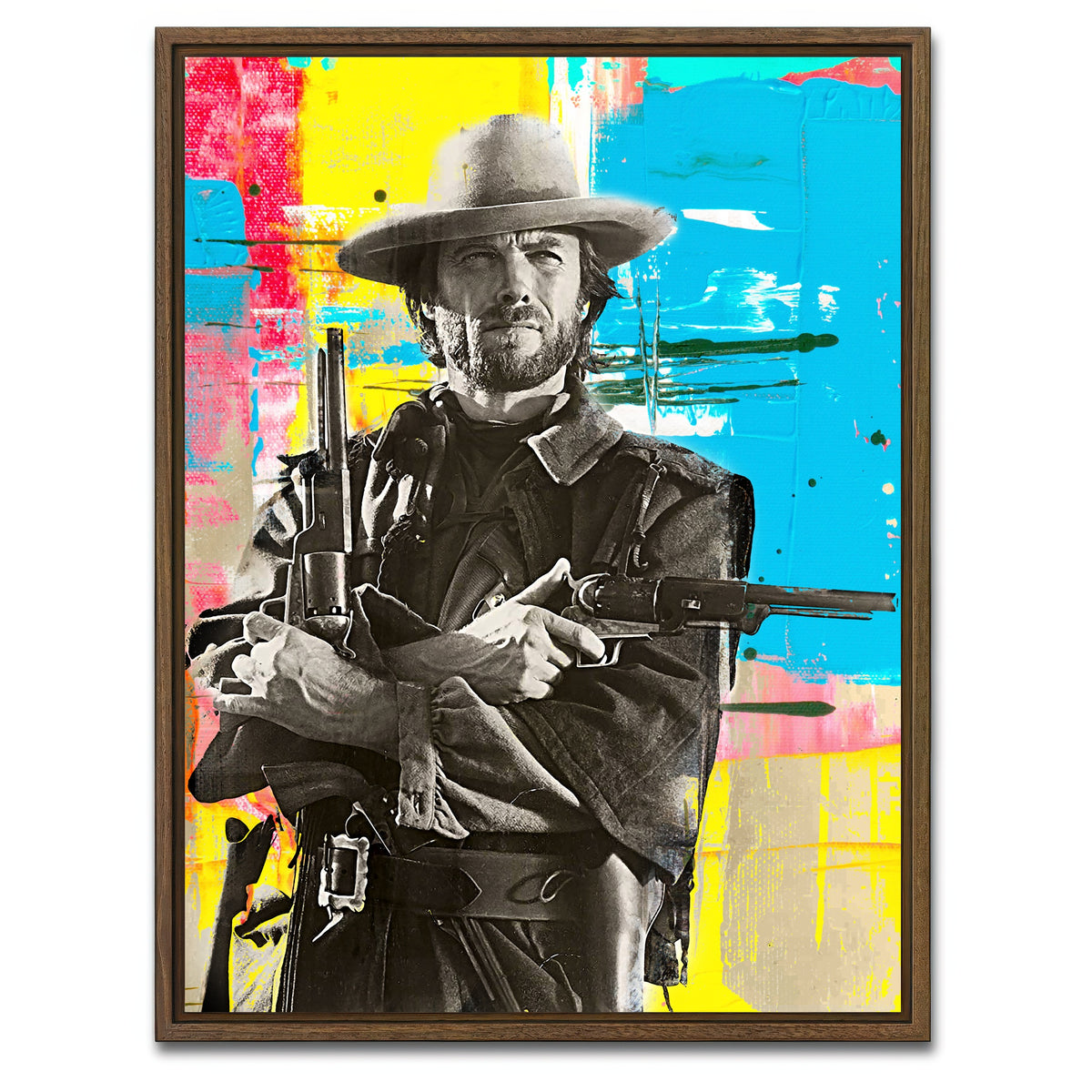 AUTO-MOCKUP WHITE | Clint Eastwood | 1 Piece | Walnut Framed Canvas | group=3x4