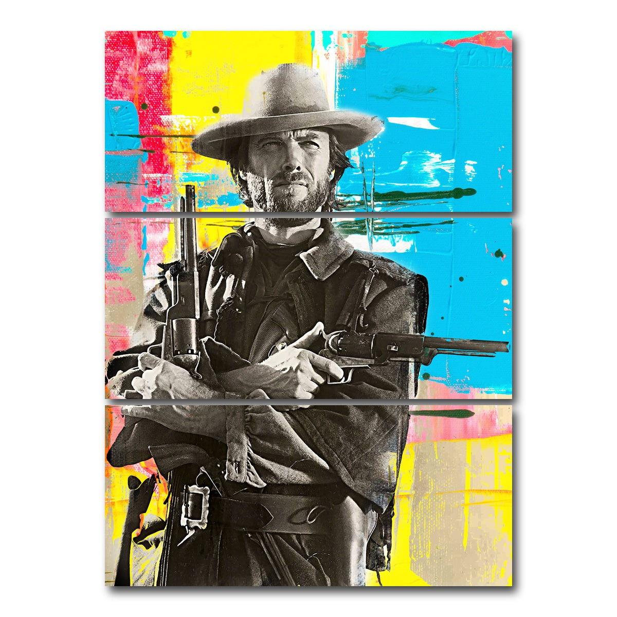 AUTO-MOCKUP WHITE | Clint Eastwood | 3 Piece | Gallery Wrap Canvas | group=8x18_stacked