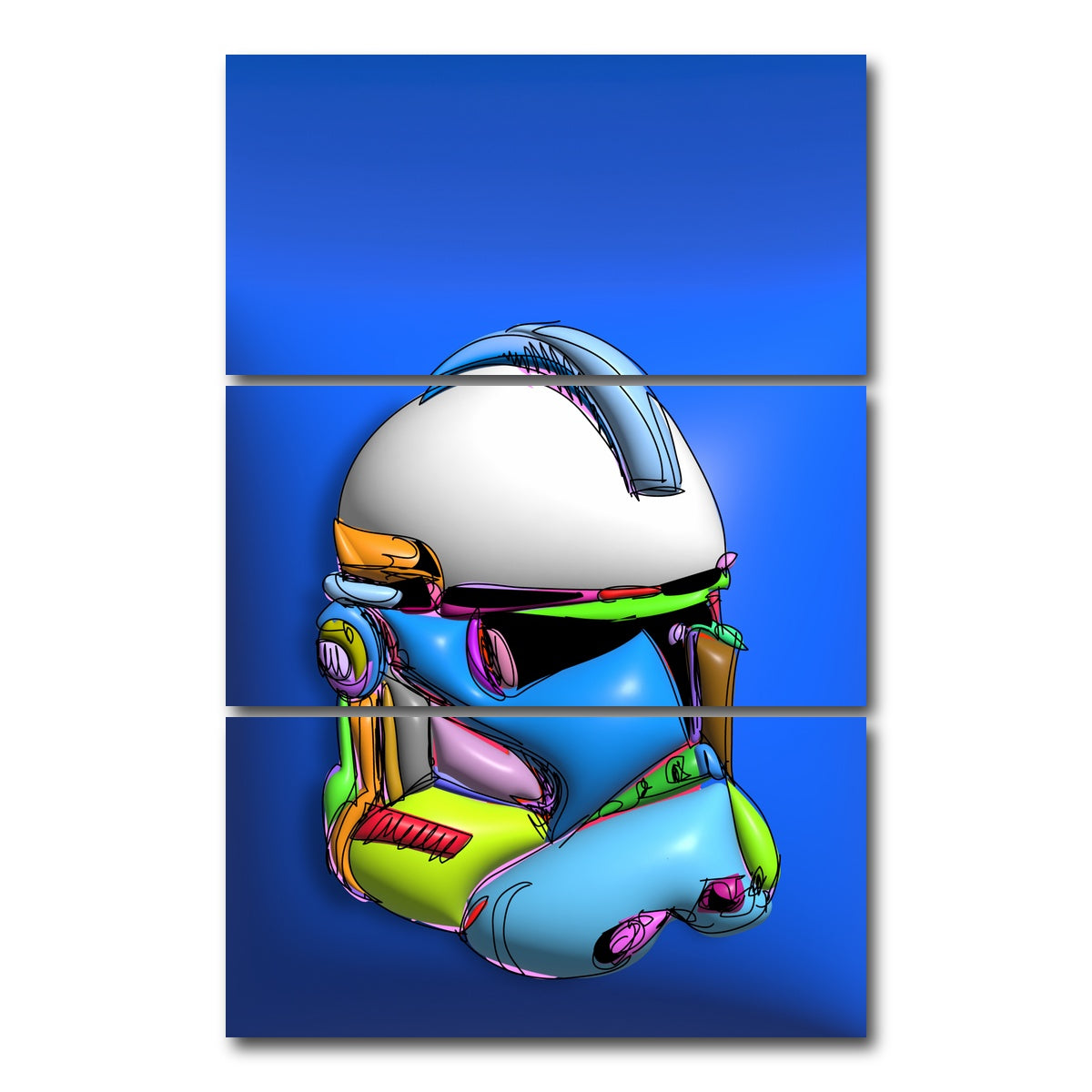 AUTO-MOCKUP WHITE | Clone Helmet | 3 Piece | Gallery Wrap Canvas | group=12x24_stacked