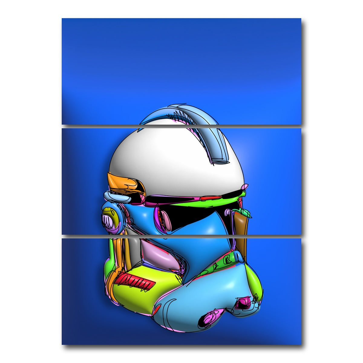 AUTO-MOCKUP WHITE | Clone Helmet | 3 Piece | Gallery Wrap Canvas | group=8x18_stacked
