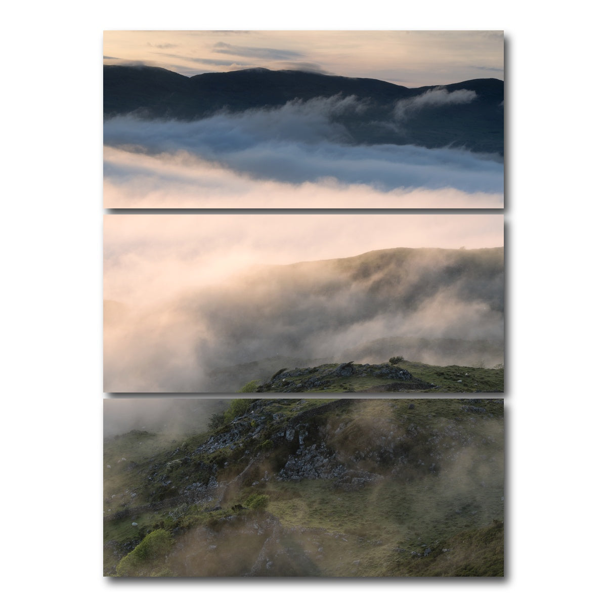 AUTO-MOCKUP WHITE | Cloud Cover | 3 Piece | Gallery Wrap Canvas | group=8x18_stacked