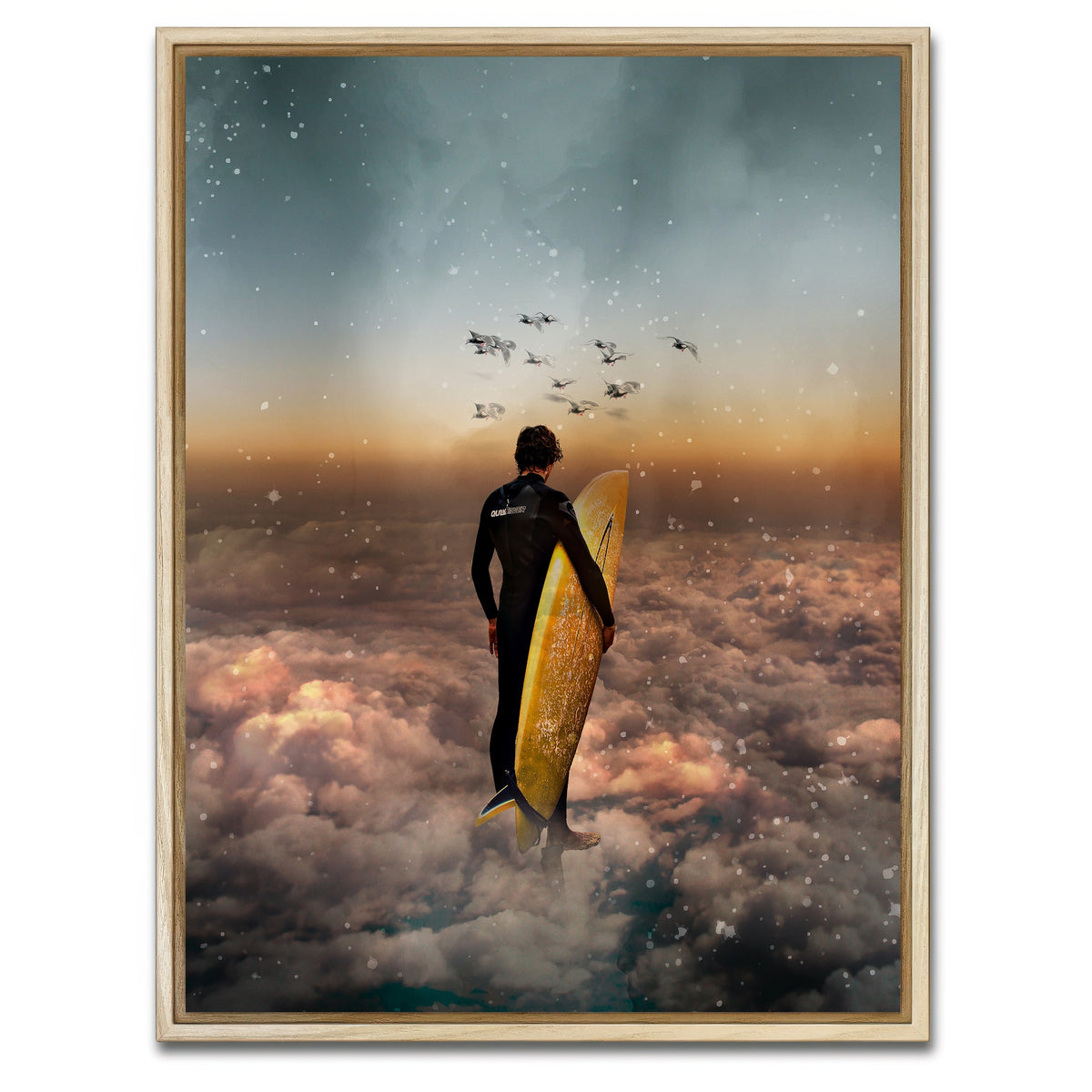 AUTO-MOCKUP WHITE | Cloud surf canvas art | 1 Piece | Natural Framed Canvas | group=3x4