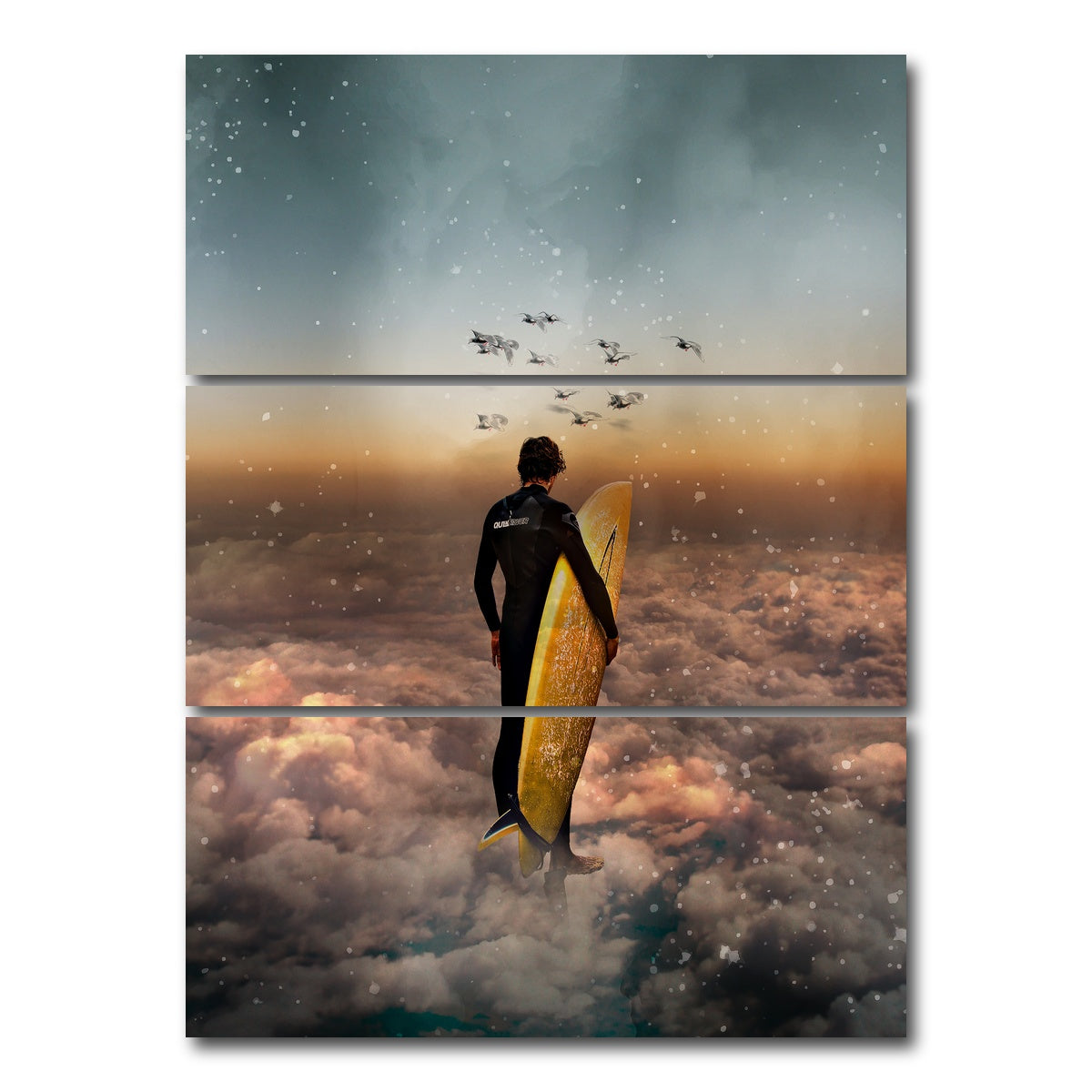 AUTO-MOCKUP WHITE | Cloud surf canvas art | 3 Piece | Gallery Wrap Canvas | group=8x18_stacked