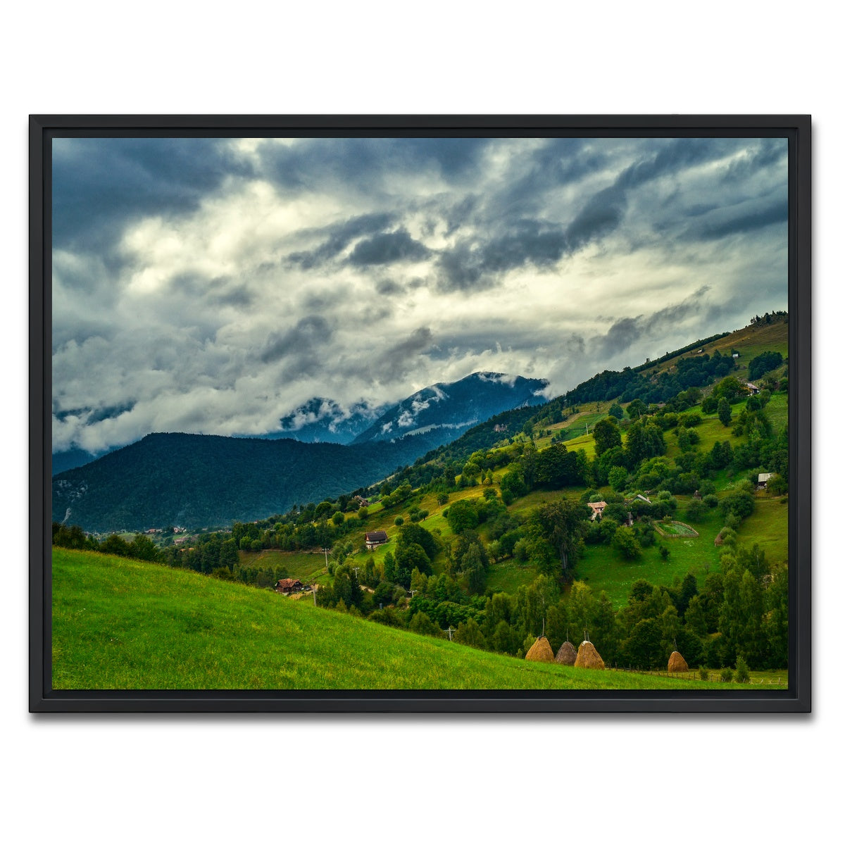 AUTO-MOCKUP WHITE | Cloudy Hillside in Magura Romania | 1 Piece | Black Framed Canvas | group=4x3