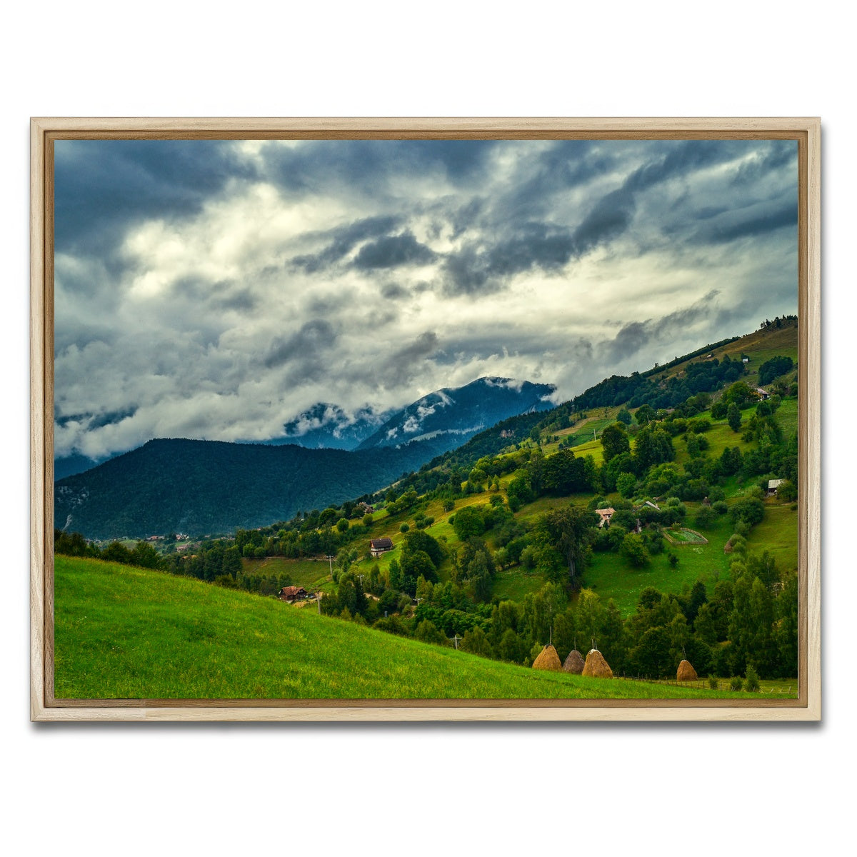 AUTO-MOCKUP WHITE | Cloudy Hillside in Magura Romania | 1 Piece | Natural Framed Canvas | group=4x3