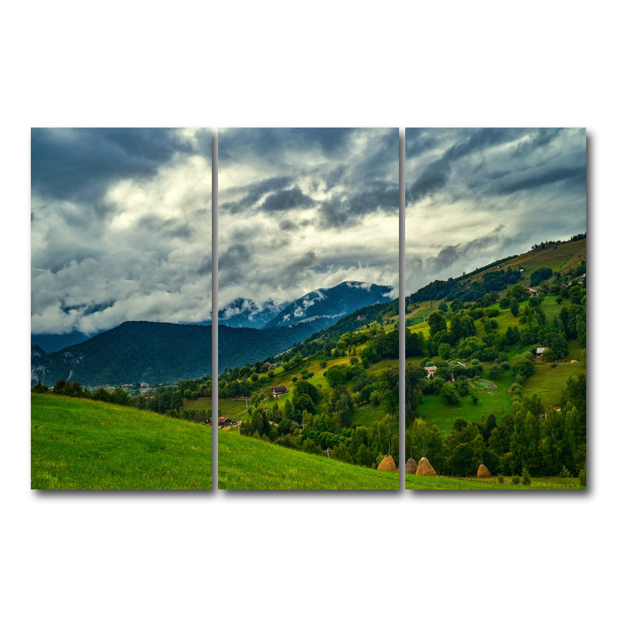 AUTO-MOCKUP WHITE | Cloudy Hillside in Magura Romania | 3 Piece | Gallery Wrap Canvas | group=12x24