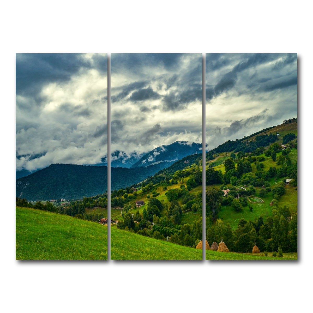 AUTO-MOCKUP WHITE | Cloudy Hillside in Magura Romania | 3 Piece | Gallery Wrap Canvas | group=8x18