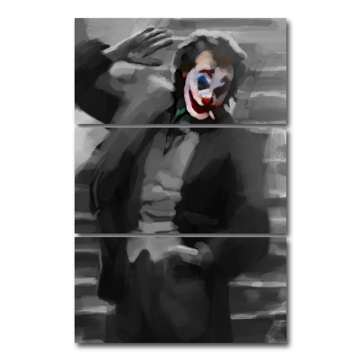 AUTO-MOCKUP WHITE | Clown Face | 3 Piece | Gallery Wrap Canvas | group=12x24_stacked