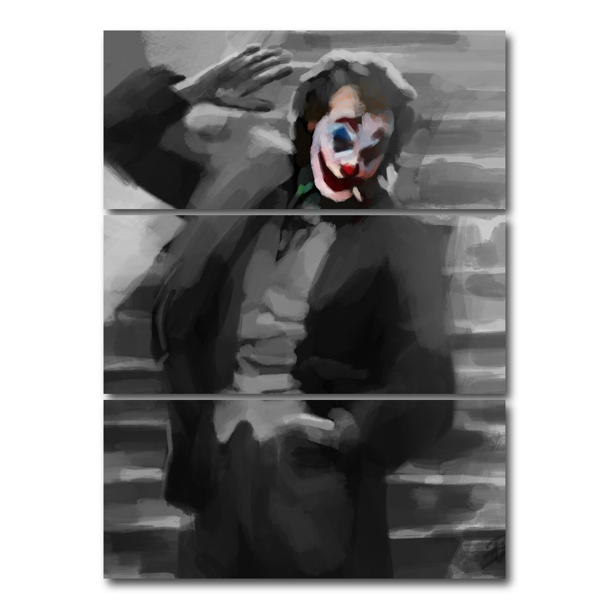 AUTO-MOCKUP WHITE | Clown Face | 3 Piece | Gallery Wrap Canvas | group=8x18_stacked