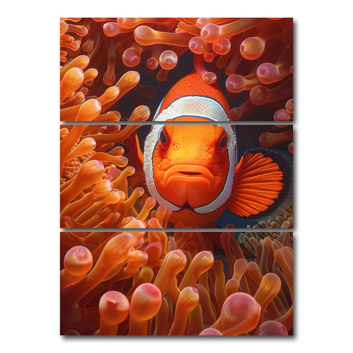 AUTO-MOCKUP WHITE | Clown Fish | 3 Piece | Gallery Wrap Canvas | group=8x18_stacked
