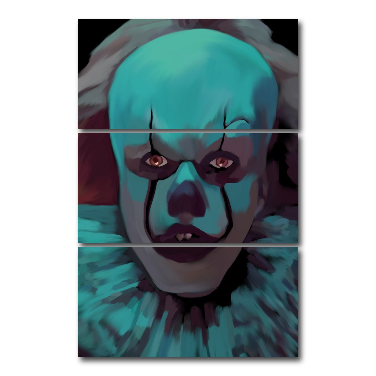 AUTO-MOCKUP WHITE | Clown in Blue | 3 Piece | Gallery Wrap Canvas | group=12x24_stacked