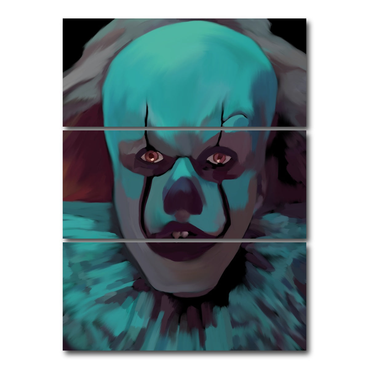 AUTO-MOCKUP WHITE | Clown in Blue | 3 Piece | Gallery Wrap Canvas | group=8x18_stacked