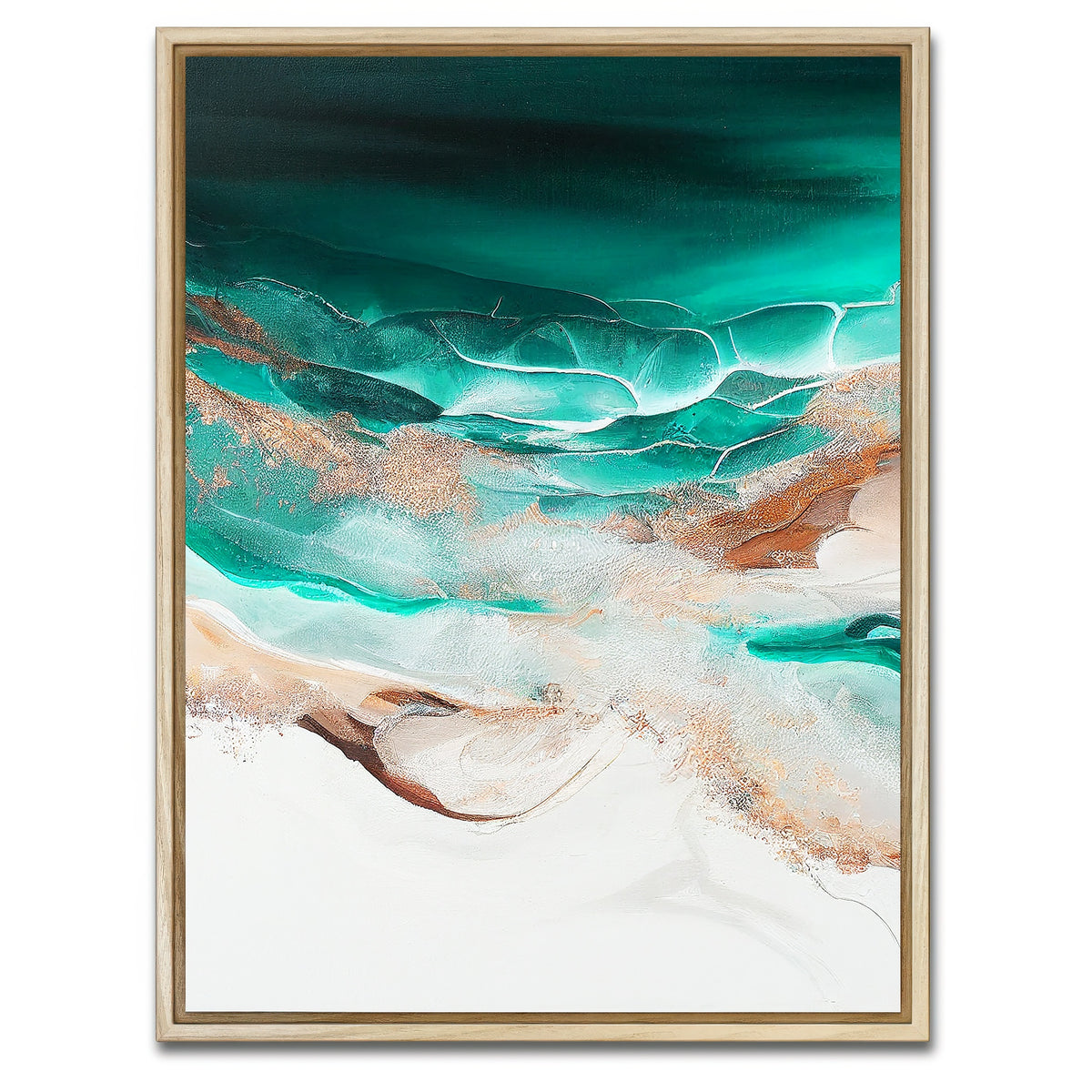 AUTO-MOCKUP WHITE | Coastal Abstract Series 10 | 1 Piece | Natural Framed Canvas | group=3x4