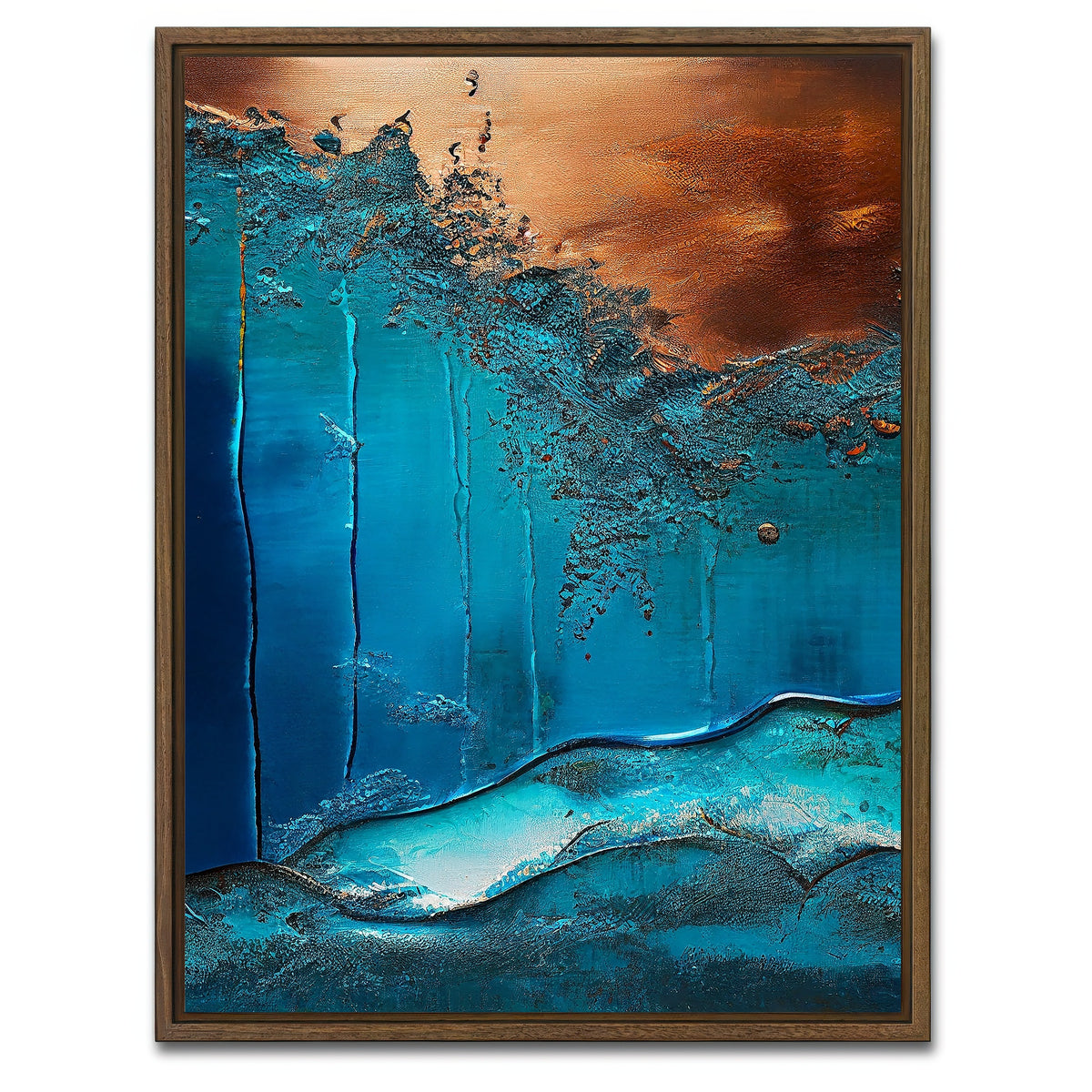 AUTO-MOCKUP WHITE | Coastal Abstract Series 1 | 1 Piece | Walnut Framed Canvas | group=3x4