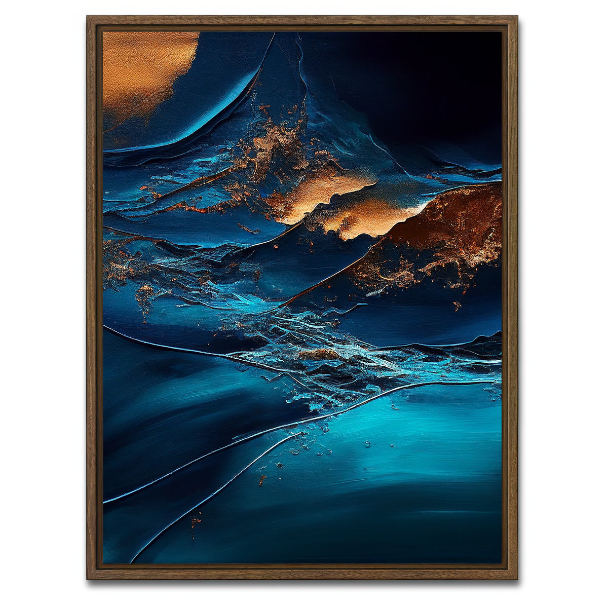 AUTO-MOCKUP WHITE | Coastal Abstract Series 2 | 1 Piece | Walnut Framed Canvas | group=3x4