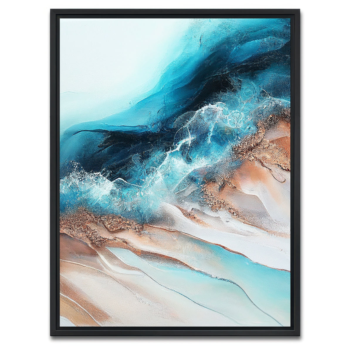 AUTO-MOCKUP WHITE | Coastal Abstract Series 4 | 1 Piece | Black Framed Canvas | group=3x4