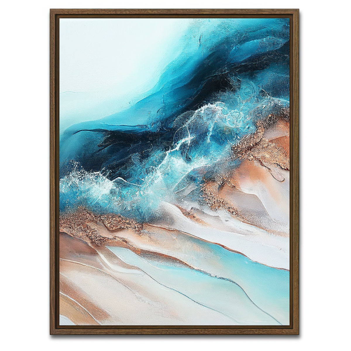 AUTO-MOCKUP WHITE | Coastal Abstract Series 4 | 1 Piece | Walnut Framed Canvas | group=3x4