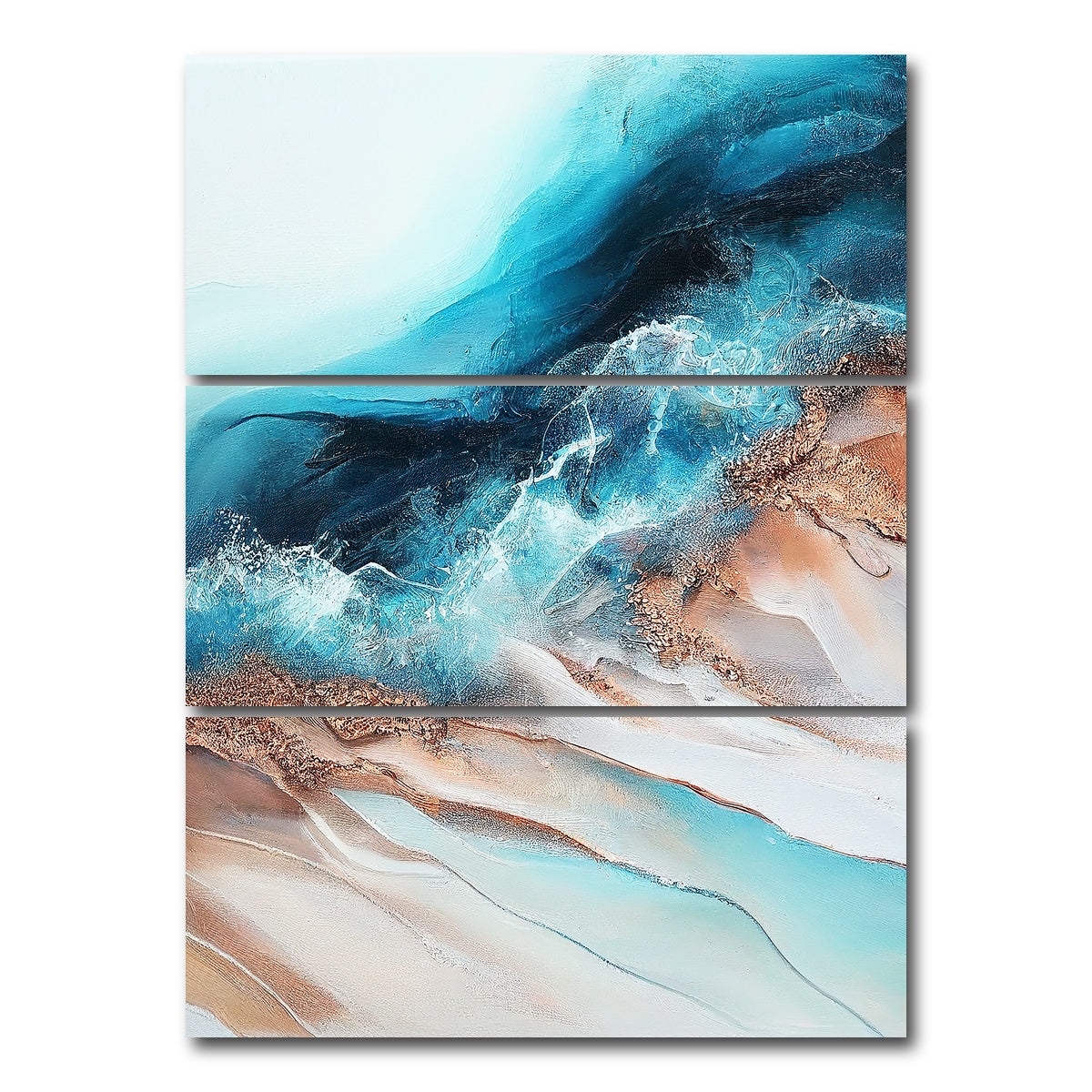 AUTO-MOCKUP WHITE | Coastal Abstract Series 4 | 3 Piece | Gallery Wrap Canvas | group=8x18_stacked