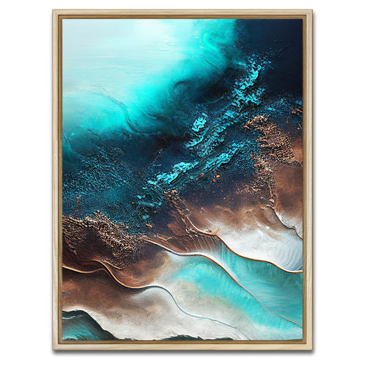AUTO-MOCKUP WHITE | Coastal Abstract Series 5 | 1 Piece | Natural Framed Canvas | group=3x4