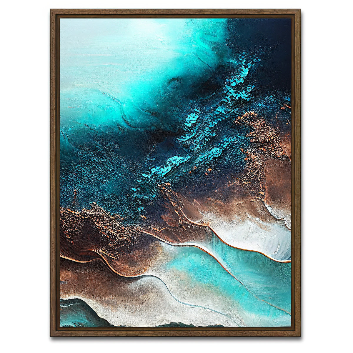 AUTO-MOCKUP WHITE | Coastal Abstract Series 5 | 1 Piece | Walnut Framed Canvas | group=3x4