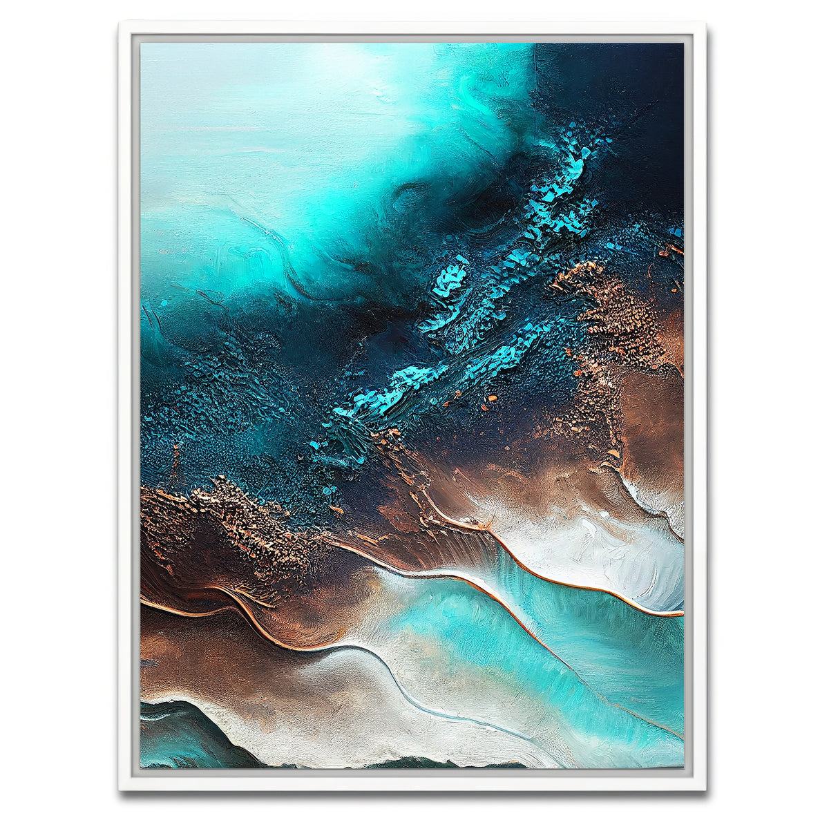 AUTO-MOCKUP WHITE | Coastal Abstract Series 5 | 1 Piece | White Framed Canvas | group=3x4