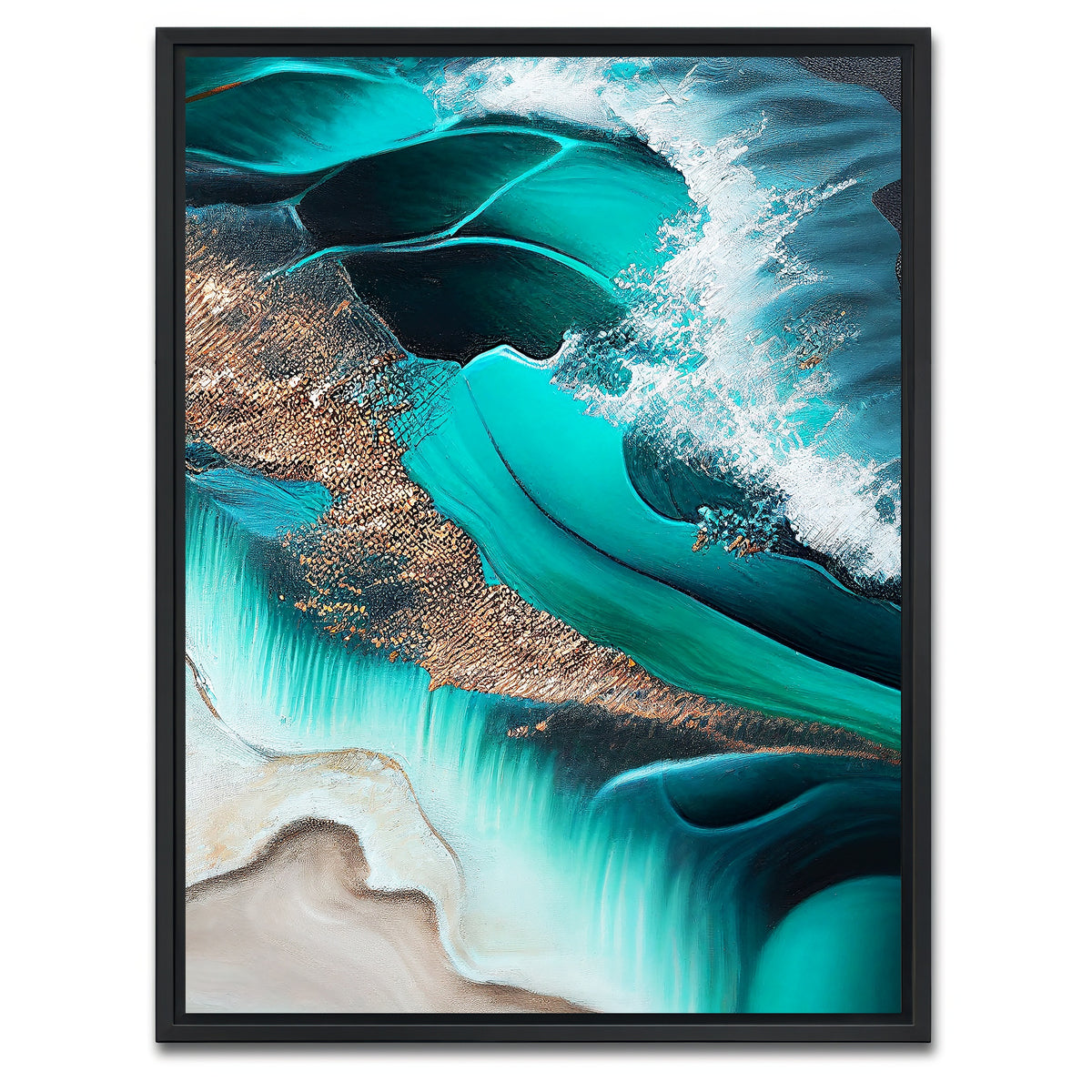 AUTO-MOCKUP WHITE | Coastal Abstract Series 7 | 1 Piece | Black Framed Canvas | group=3x4