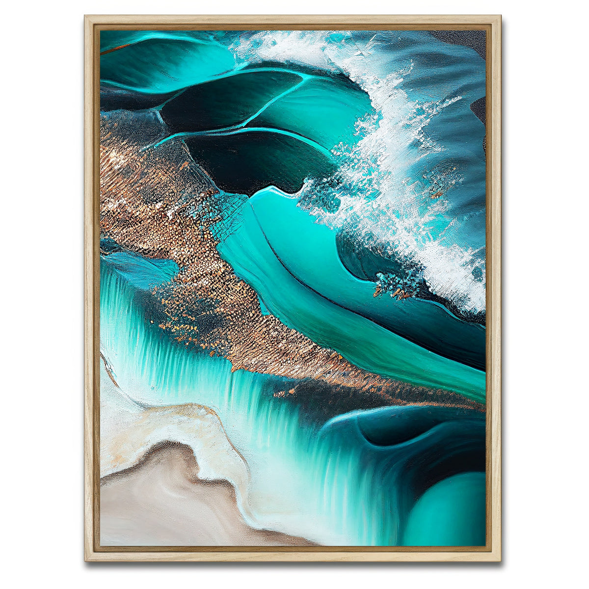 AUTO-MOCKUP WHITE | Coastal Abstract Series 7 | 1 Piece | Natural Framed Canvas | group=3x4