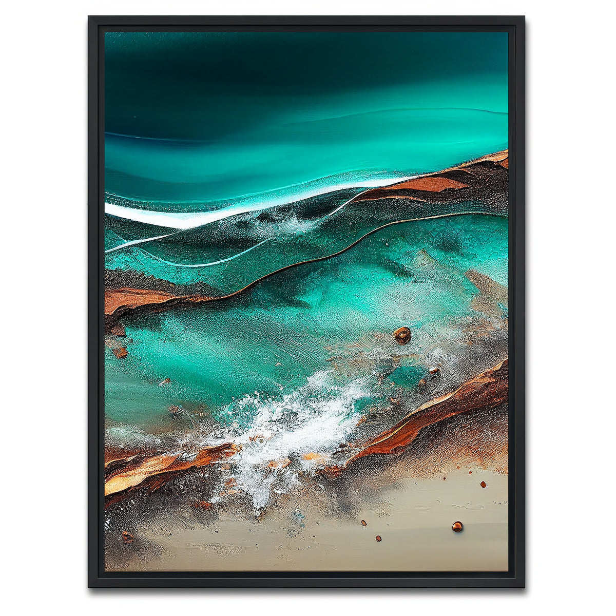 AUTO-MOCKUP WHITE | Coastal Abstract Series 8 | 1 Piece | Black Framed Canvas | group=3x4
