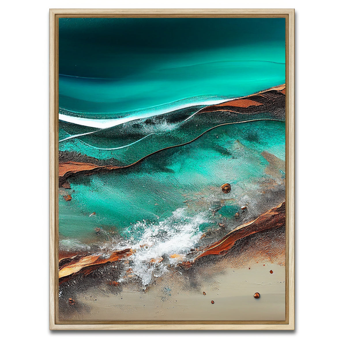 AUTO-MOCKUP WHITE | Coastal Abstract Series 8 | 1 Piece | Natural Framed Canvas | group=3x4