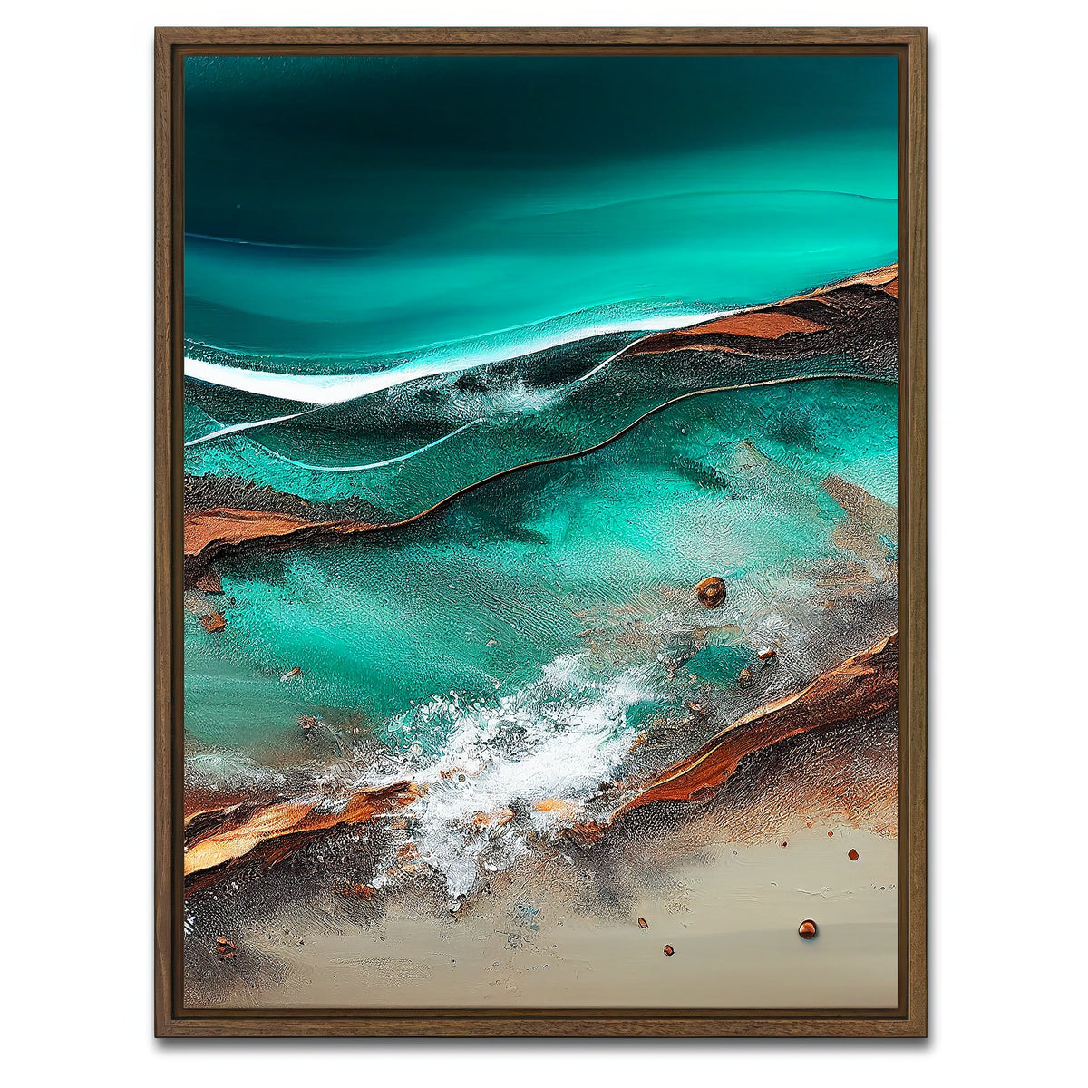 AUTO-MOCKUP WHITE | Coastal Abstract Series 8 | 1 Piece | Walnut Framed Canvas | group=3x4