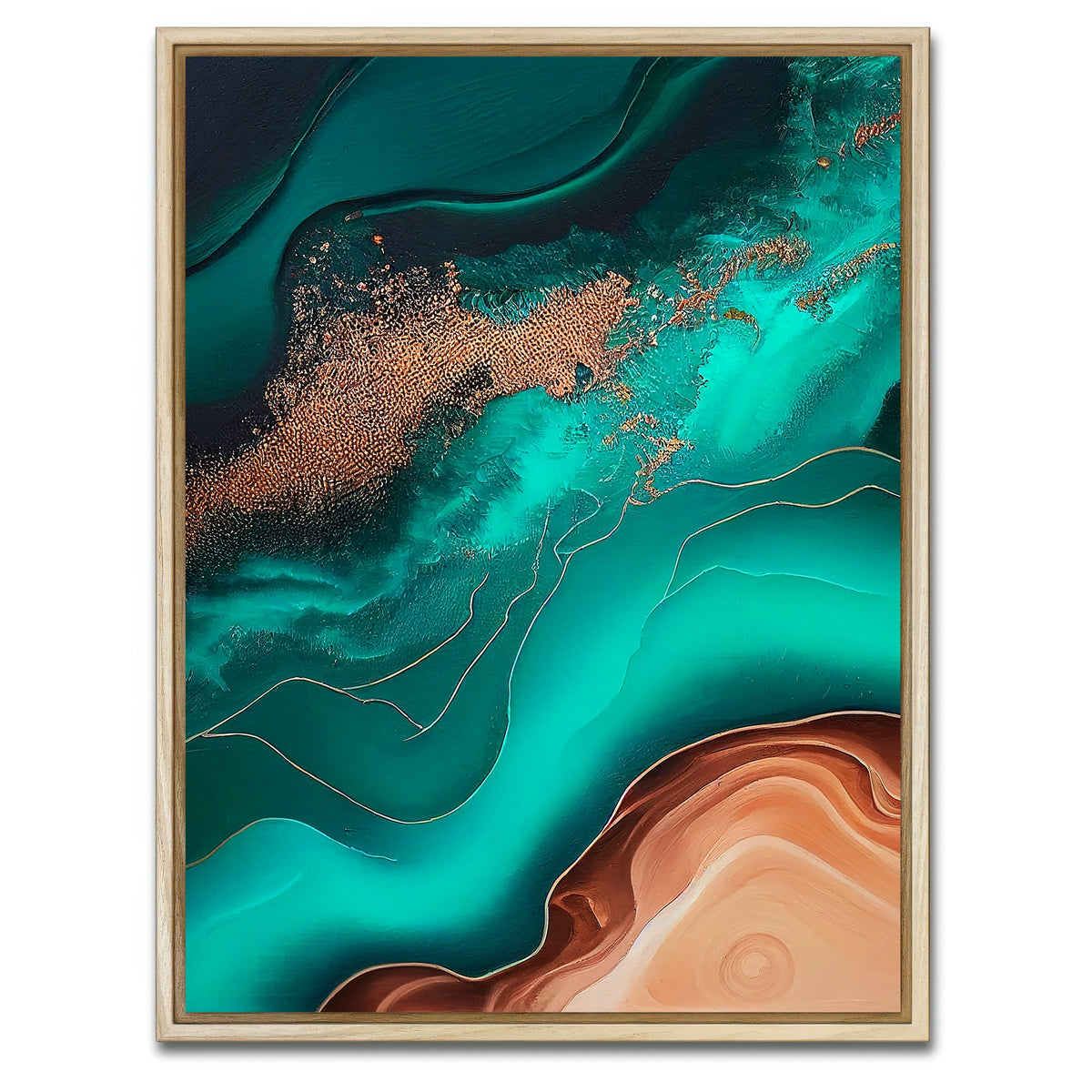 AUTO-MOCKUP WHITE | Coastal Abstract Series 9 | 1 Piece | Natural Framed Canvas | group=3x4