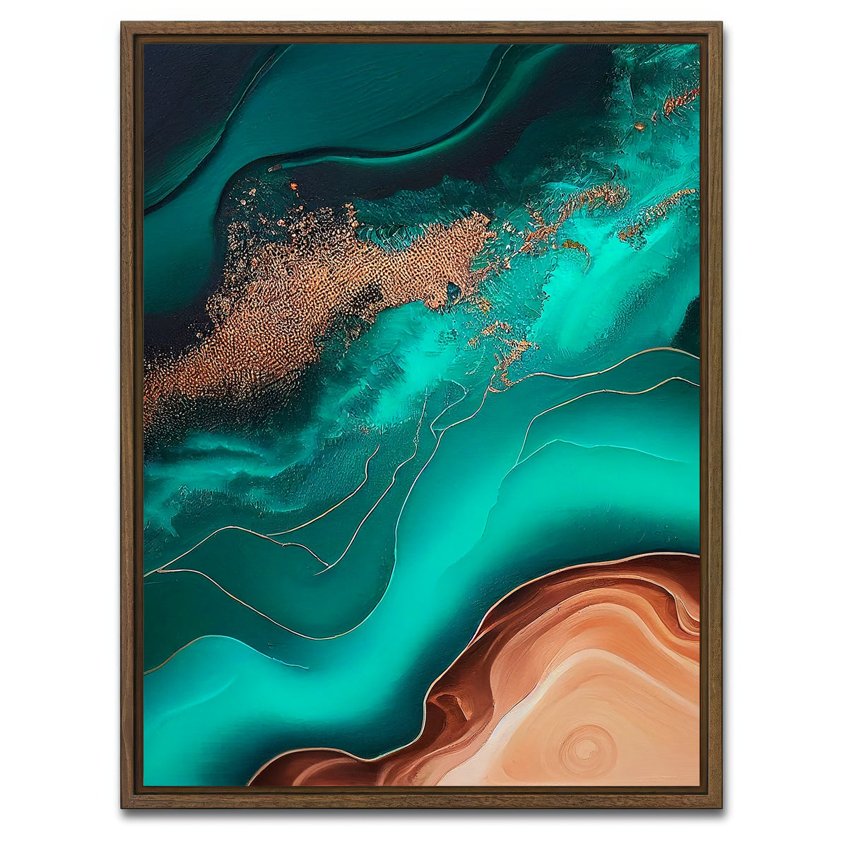 AUTO-MOCKUP WHITE | Coastal Abstract Series 9 | 1 Piece | Walnut Framed Canvas | group=3x4
