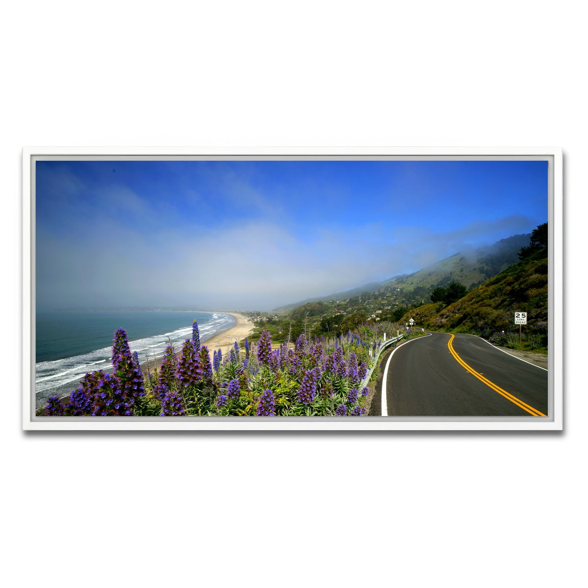 AUTO-MOCKUP WHITE | Coastal highway | 1 Piece | White Framed Canvas | group=2x1