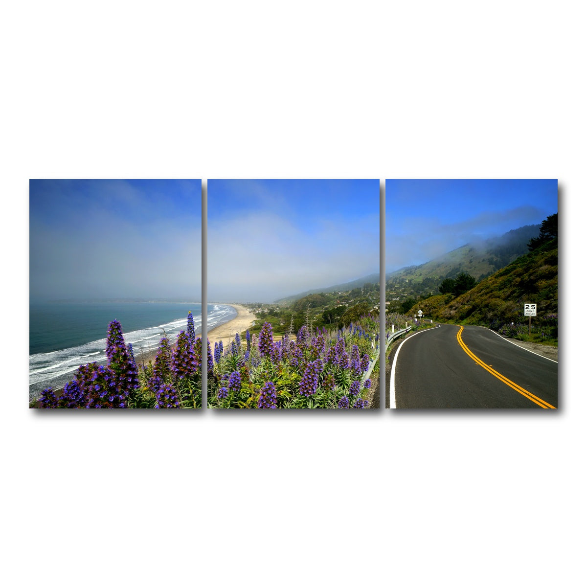 AUTO-MOCKUP WHITE | Coastal highway | 3 Piece | Gallery Wrap Canvas | group=18x24