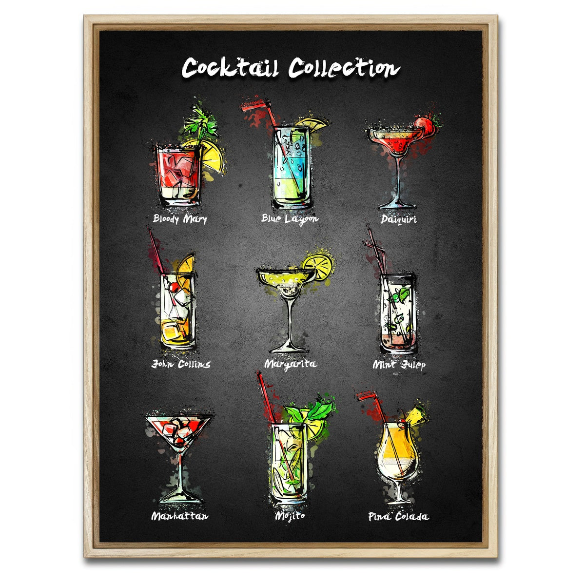 AUTO-MOCKUP WHITE | Cocktail Menu | 1 Piece | Natural Framed Canvas | group=3x4