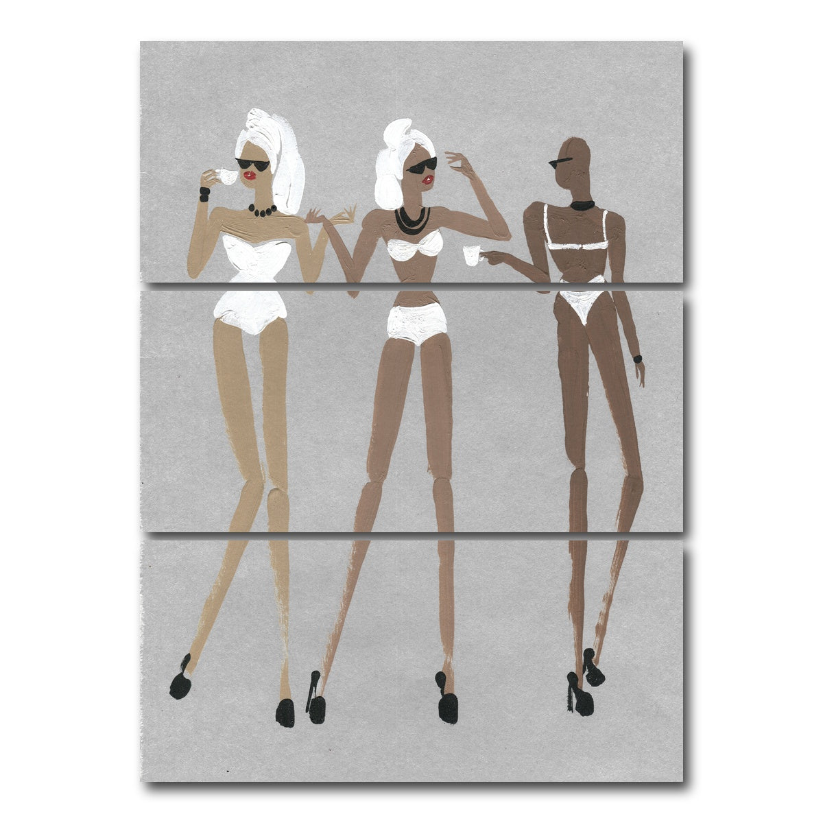 AUTO-MOCKUP WHITE | Coffee Ladies | 3 Piece | Gallery Wrap Canvas | group=8x18_stacked