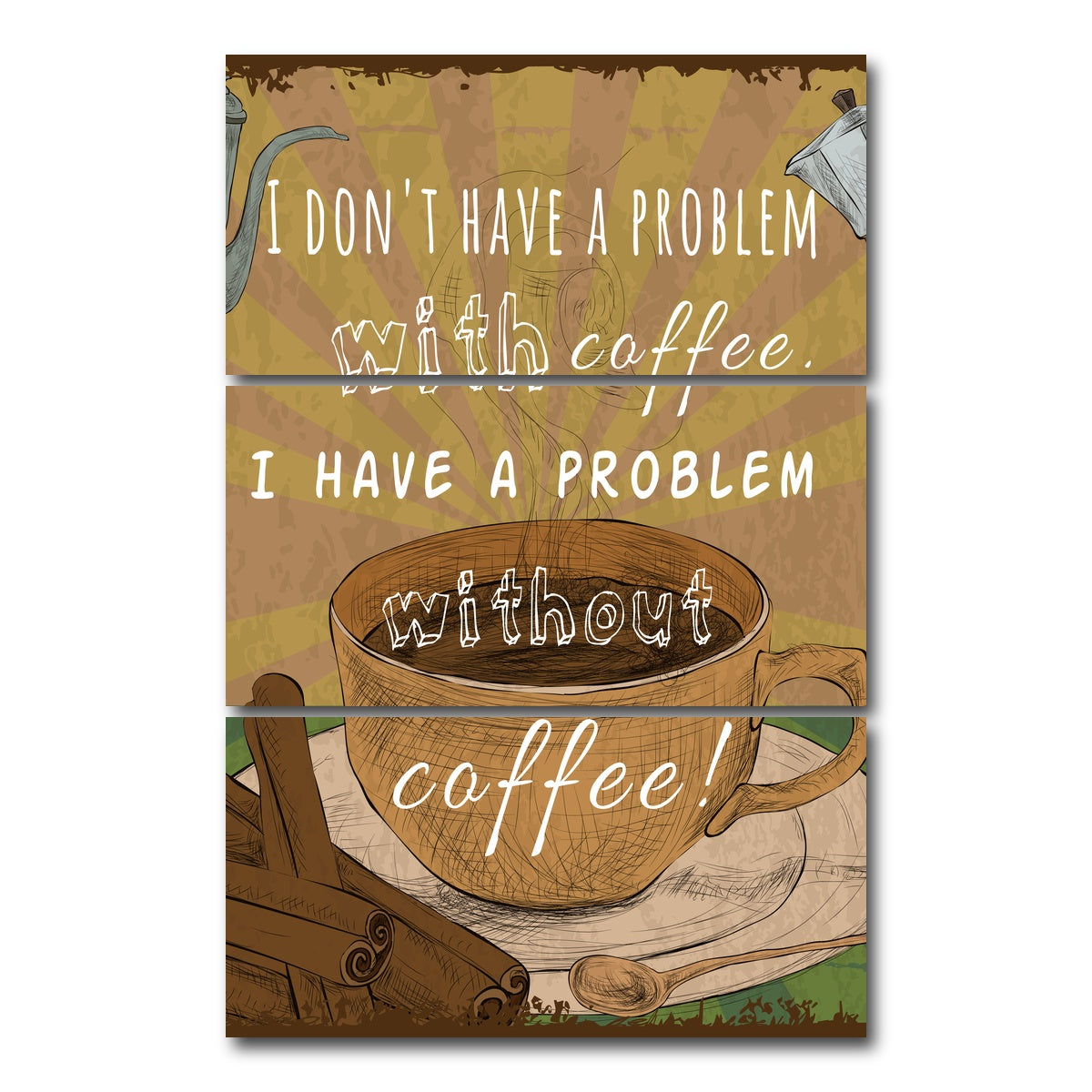 AUTO-MOCKUP WHITE | Coffee Problems | 3 Piece | Gallery Wrap Canvas | group=12x24_stacked