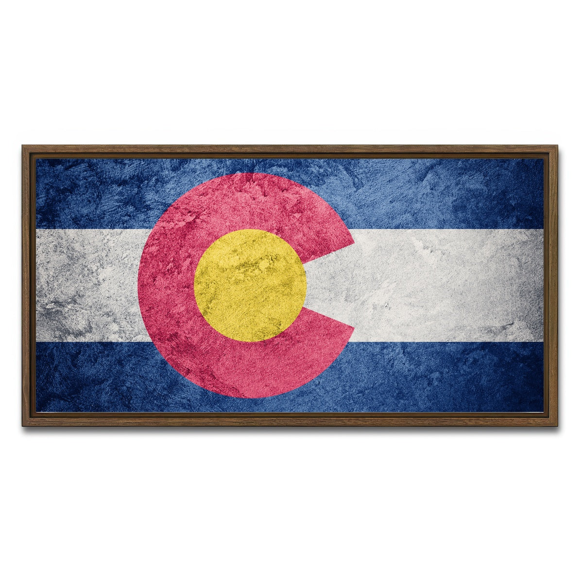 AUTO-MOCKUP WHITE | Colorado Flag | 1 Piece | Walnut Framed Canvas | group=2x1