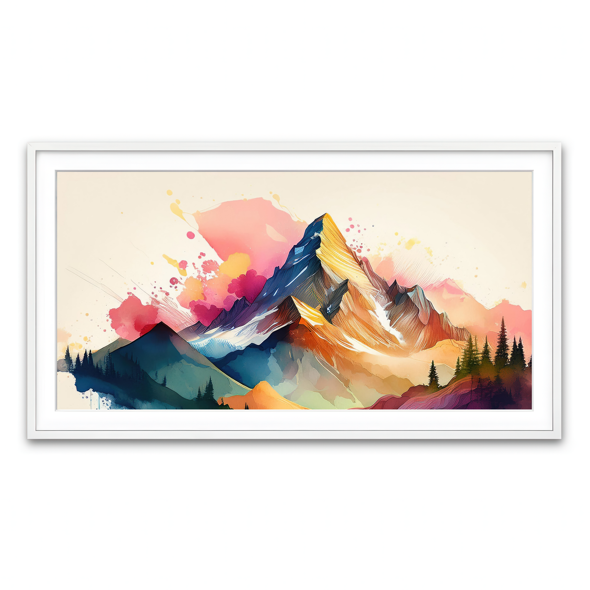 Framed Print 2x1 White
