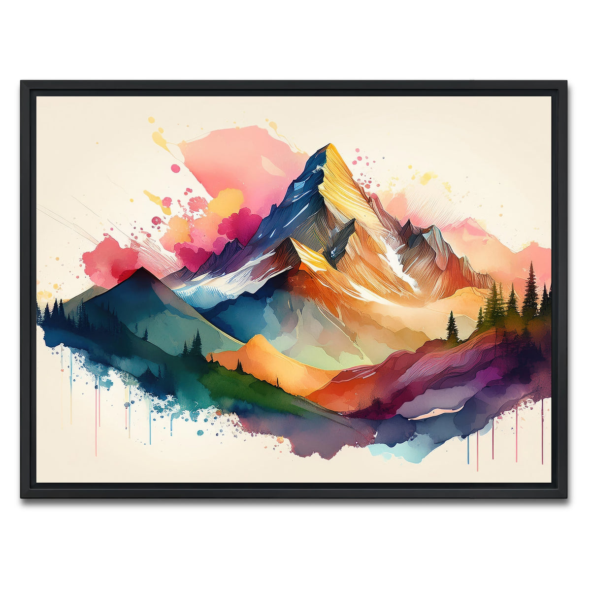 AUTO-MOCKUP WHITE | Colored Mountain | 1 Piece | Black Framed Canvas | group=4x3