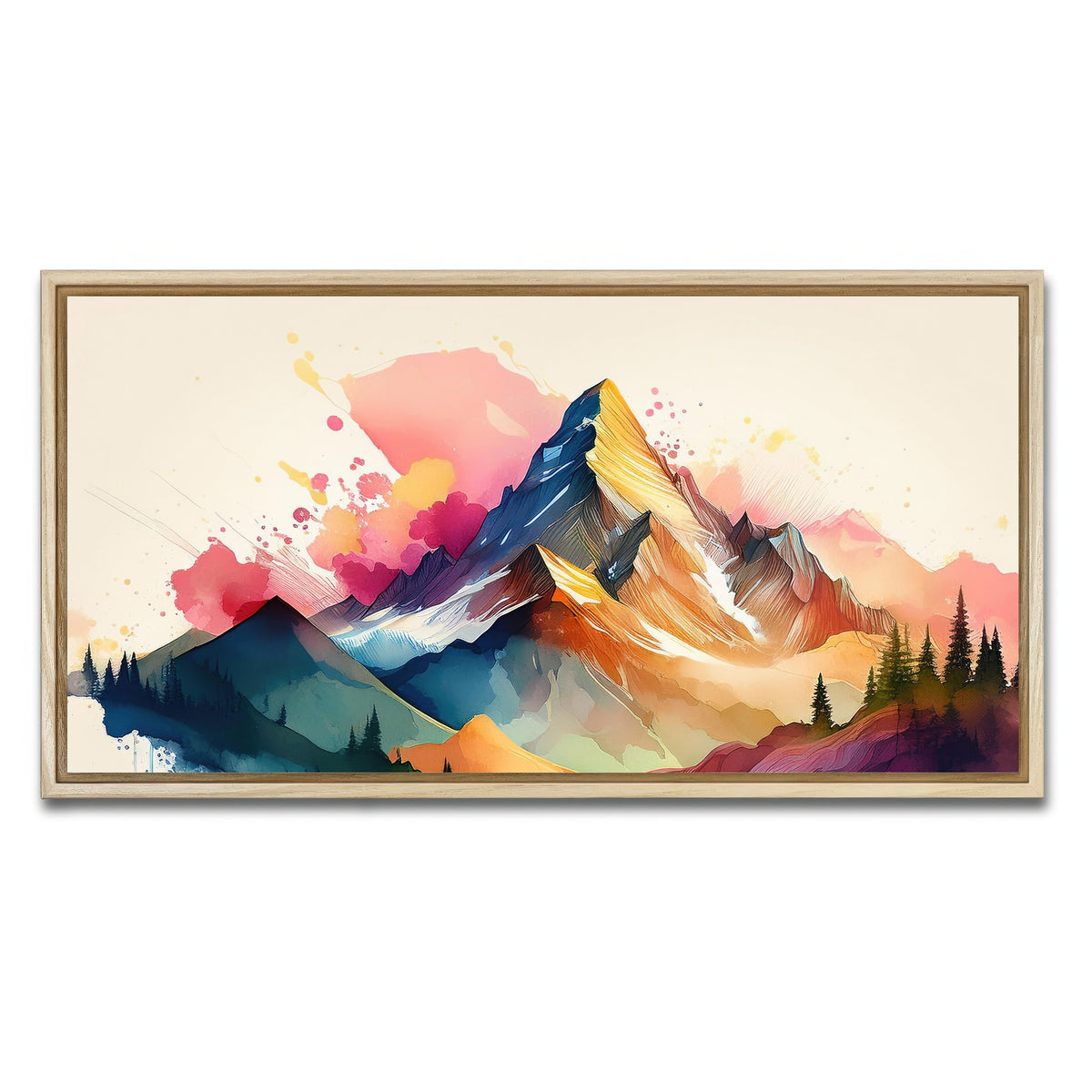 AUTO-MOCKUP WHITE | Colored Mountain | 1 Piece | Natural Framed Canvas | group=2x1