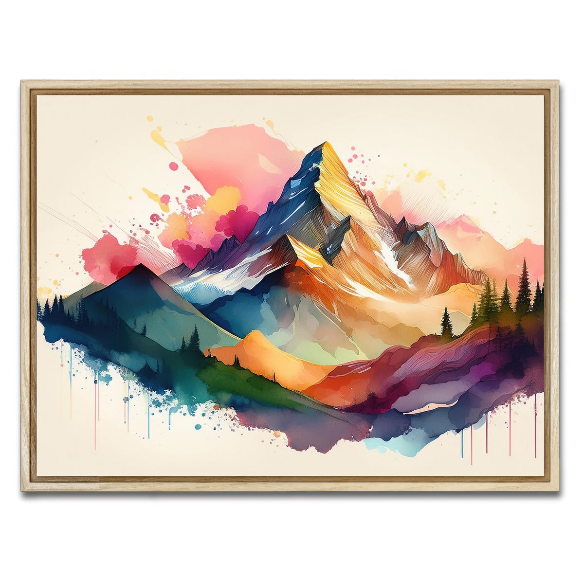 AUTO-MOCKUP WHITE | Colored Mountain | 1 Piece | Natural Framed Canvas | group=4x3
