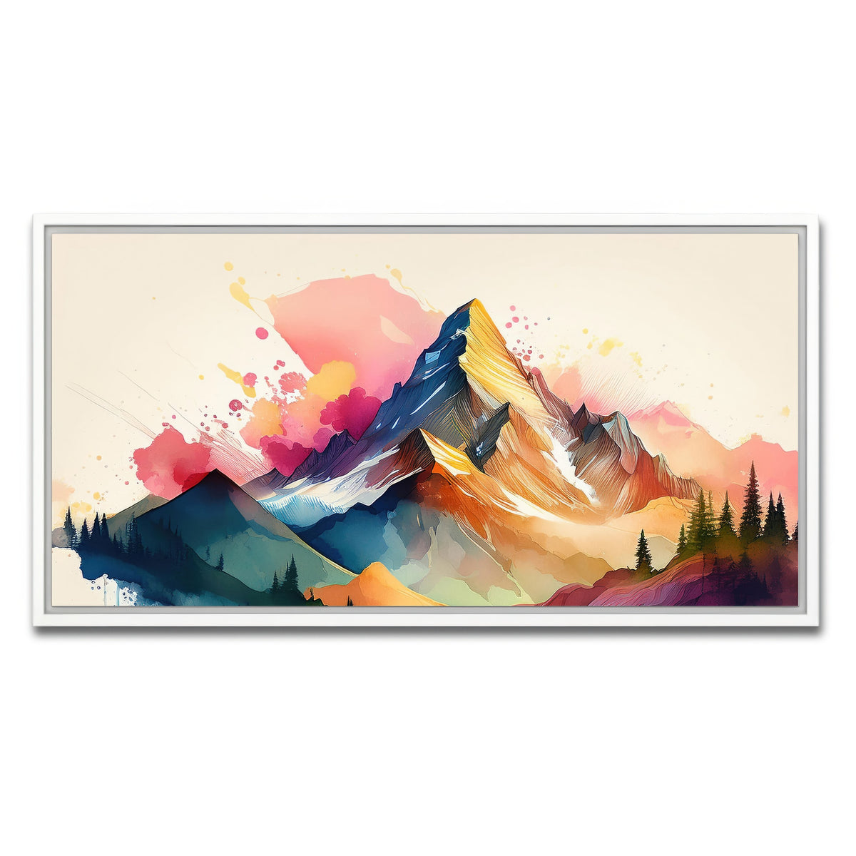 AUTO-MOCKUP WHITE | Colored Mountain | 1 Piece | White Framed Canvas | group=2x1