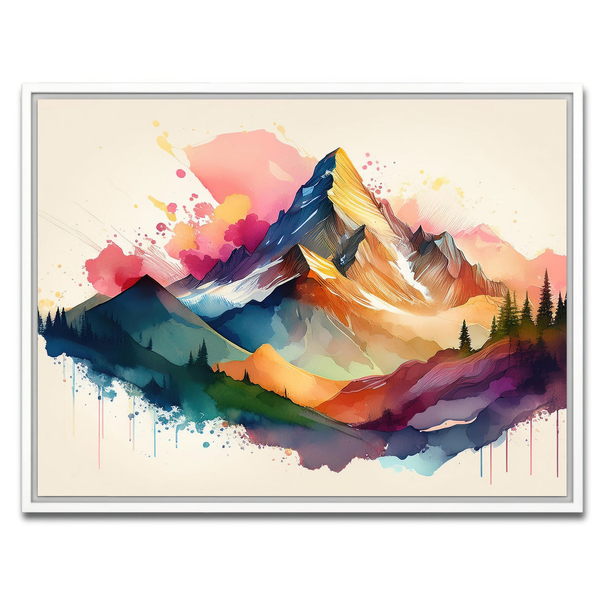 AUTO-MOCKUP WHITE | Colored Mountain | 1 Piece | White Framed Canvas | group=4x3