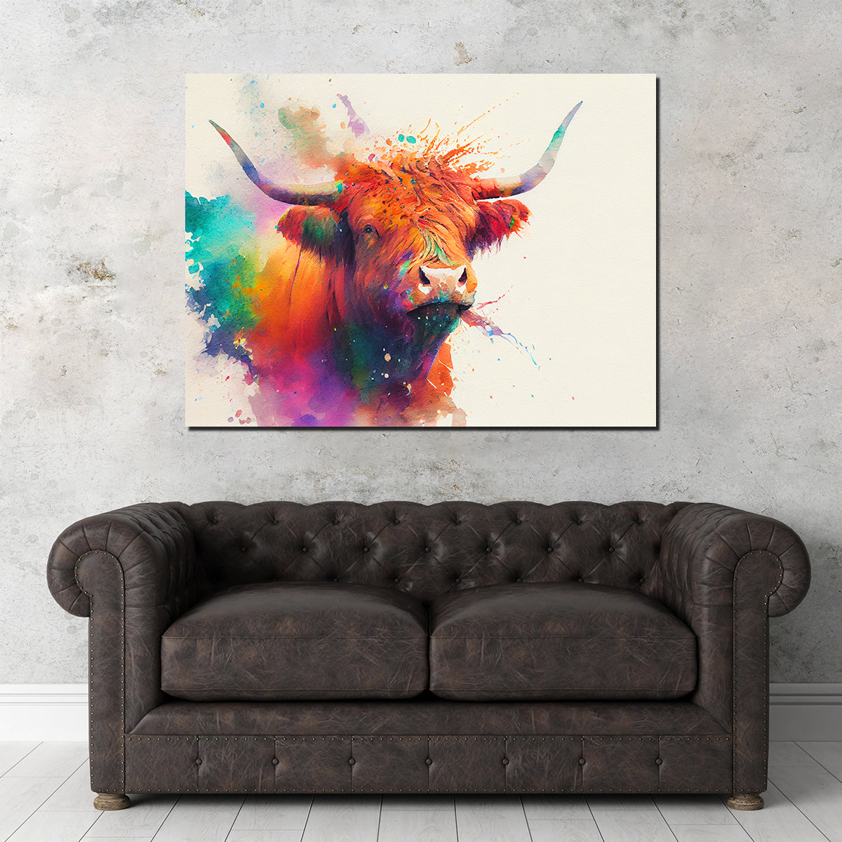 Colorful Highland Cow Wall Art