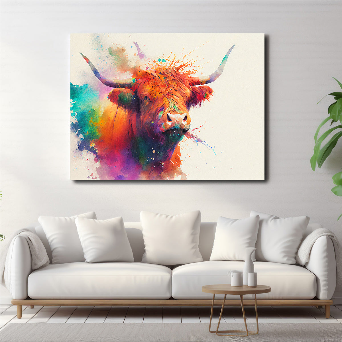 Colorful Highland Cow Wall Art