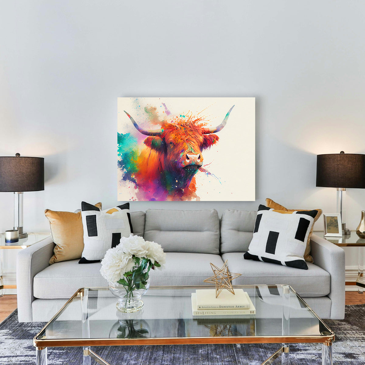 Colorful Highland Cow Wall Art