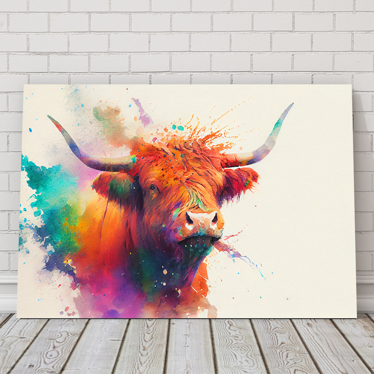 Colorful Highland Cow Wall Art