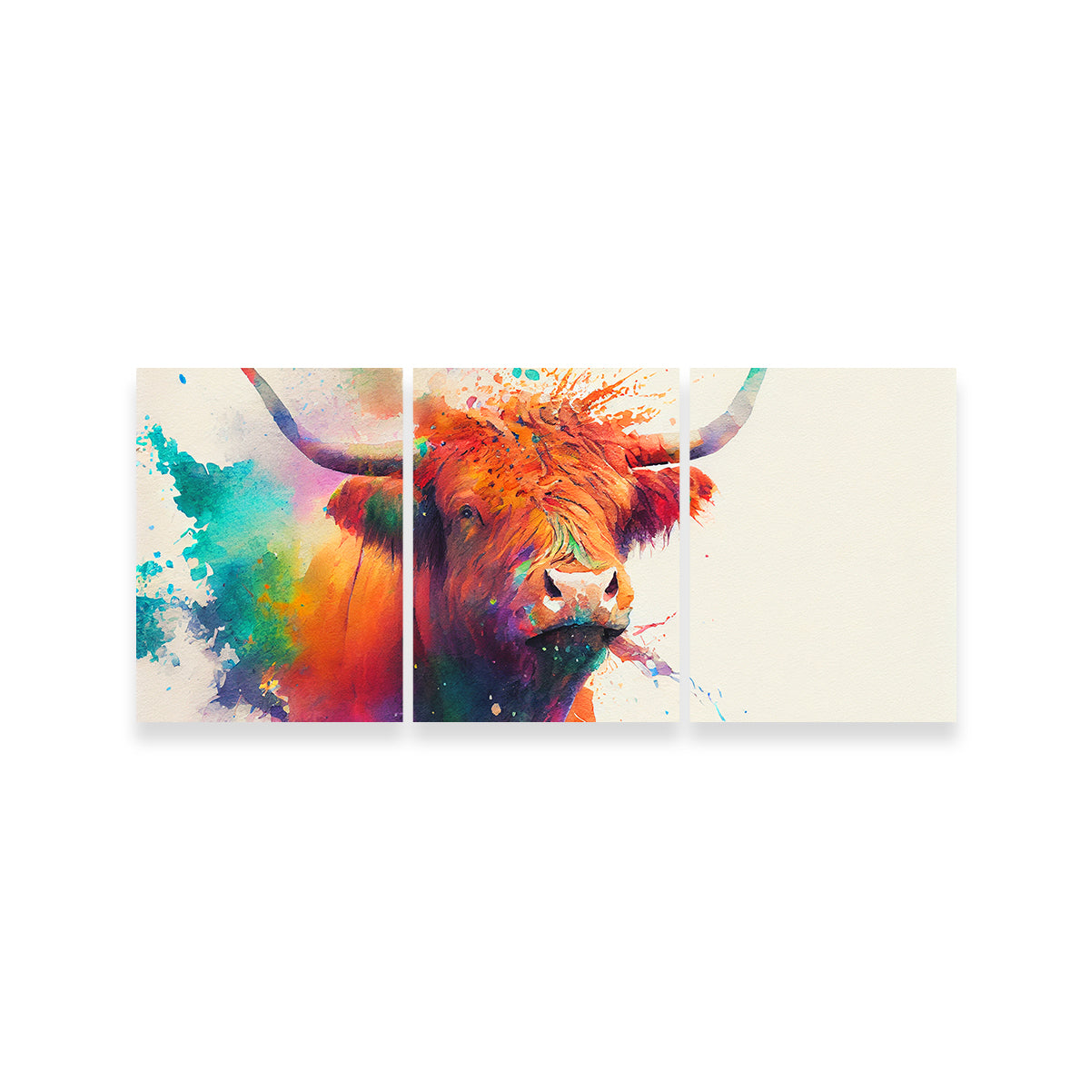 Colorful Highland Cow Wall Art