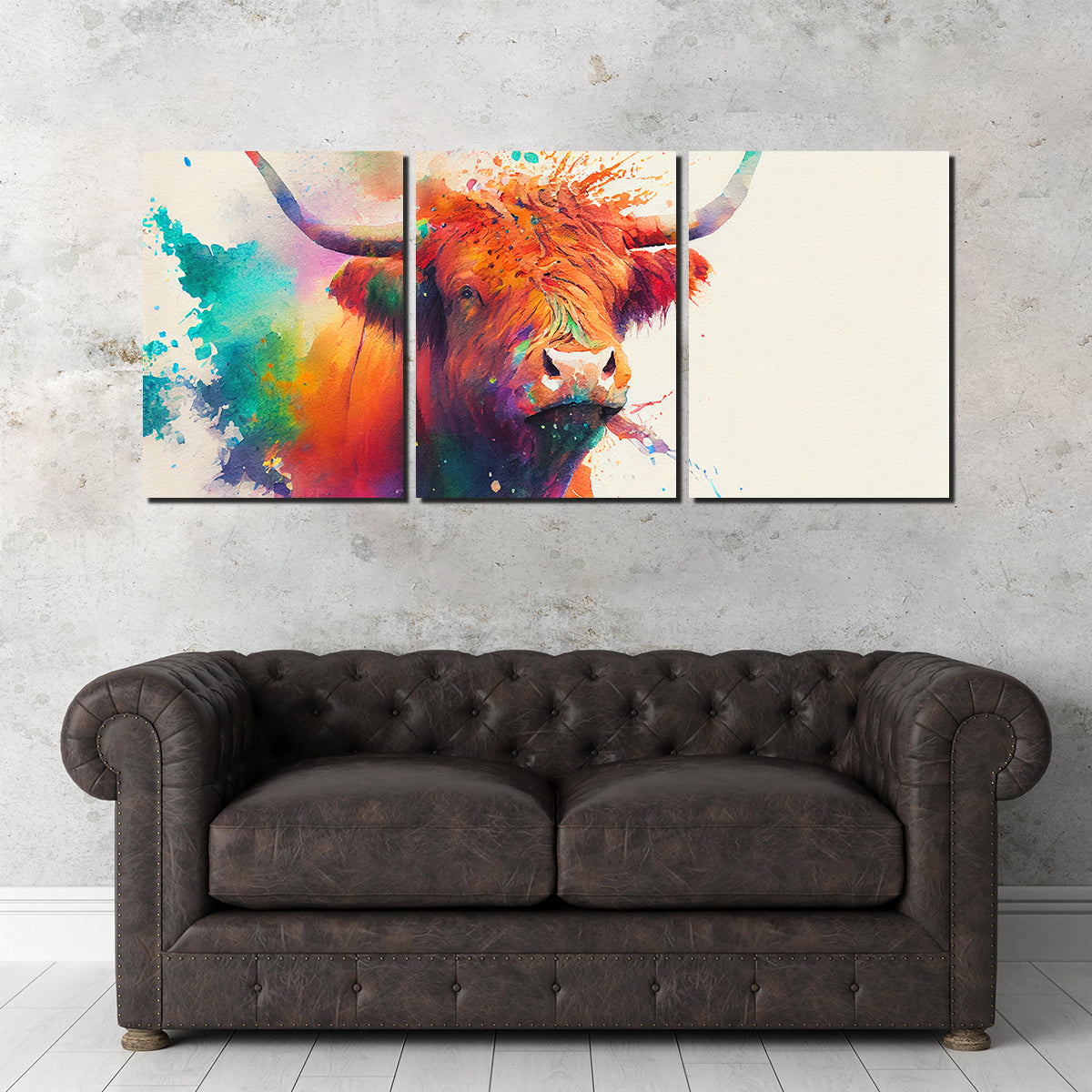 Colorful Highland Cow Wall Art